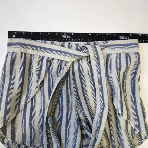 Patagonia Garden Island Shorts Womens M Gray Blue Stripe Wrap Tie Front Gorpcore - Picture 4 of 7